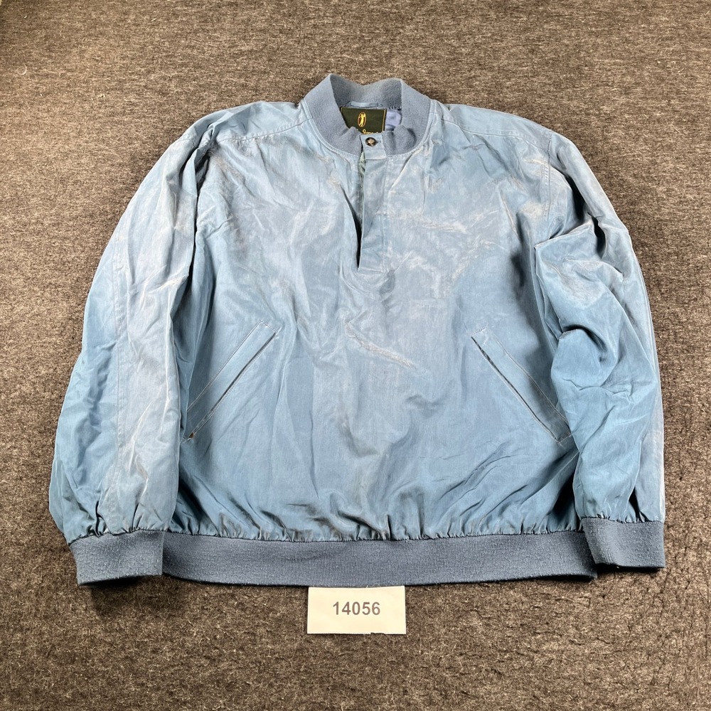 Bobby Jones Golf Jacket Mens XL Blue Excellent Vintage Pullover Windbreaker